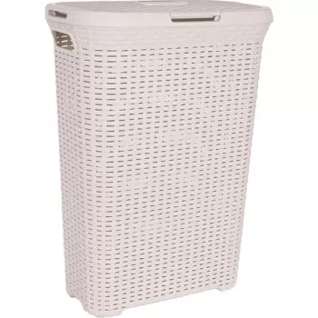 CURVER Style 40L veļas grozs ar rotangpalmas efektu, krēmkrāsā, 44,8 x 26,5 x 61,5 cm