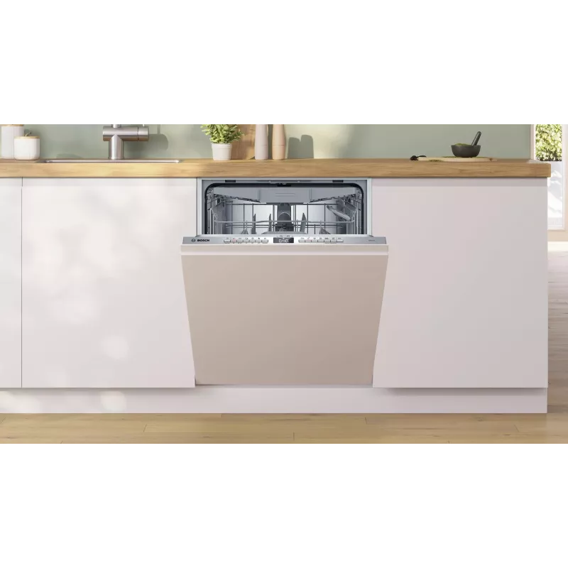 BOSCH SMH4HVX11E iebūvējama pilnībā integrējama trauku mazgājamā mašīna, 60 cm, 13 vietas, Wi-Fi, EcoSilence Drive, 44 dB, energoefektivitātes klase C, VarioHinge