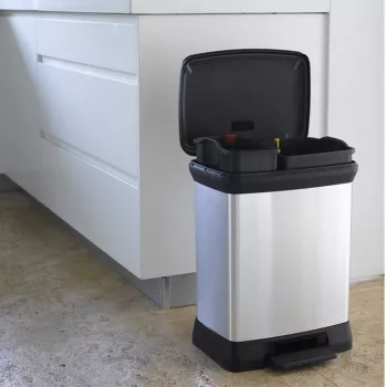 CURVER Metālisks pedāļa atkritumu tvertne Deco Bin Duo 10+18L Sudraba