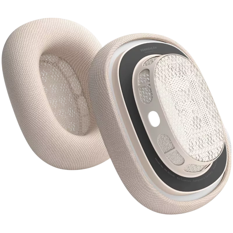 VONMÄHLEN gaisa spilventiņi AirPods Max, šampanieša krāsā - augstākās kvalitātes proteīna ādas un atmiņas putu rezerves ausu spilventiņi