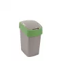 CURVER Flip Bin 25L atkritumu tvertne sudraba/zaļa taisnstūra plastmasas ar atlokāmu vāku virtuvei birojam vannas istabai