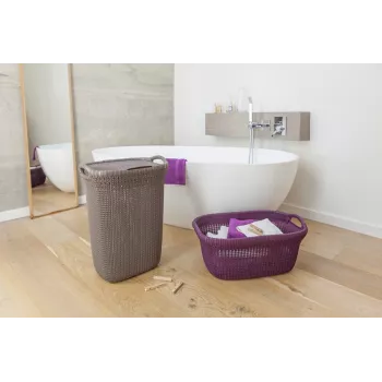 Curver Knit 57L veļas grozs ar vāku, balts