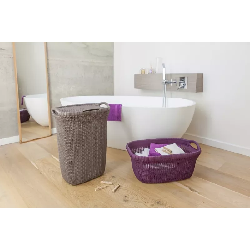 Curver Knit 57L veļas grozs ar vāku, balts