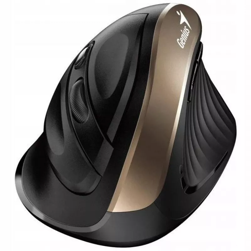 UNITEK Genius Ergo 8250S bezvadu ergonomiskā pele melna-zelta 1600DPI