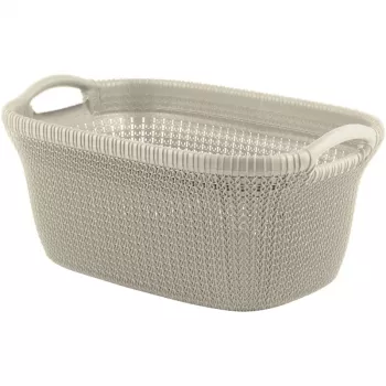 CURVER Knit 40L veļas grozs ar vāku un iebūvētiem rokturiem, balts, 59,5 x 38,5 x 27 cm