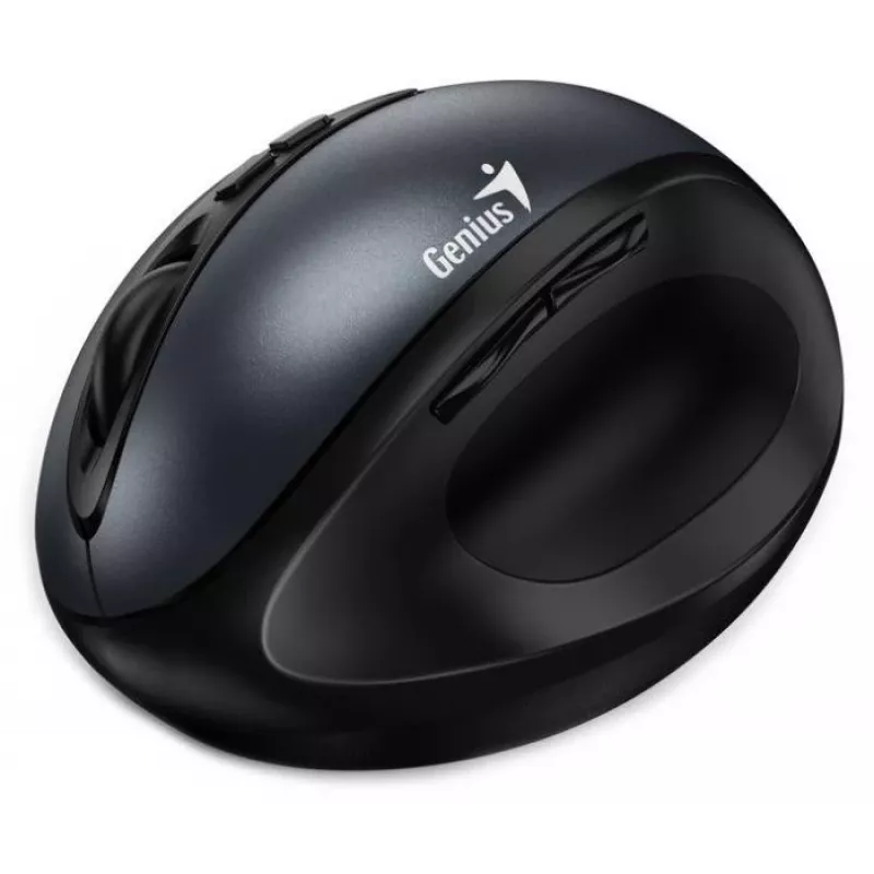 UNITEK Genius Ergo 8300S bezvadu ergonomiskā pele, 1600 DPI, melna/pelēka