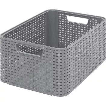 CURVER Style uzglabāšanas kaste M 38.6x28.7x17 cm gaiši pelēka rotangpinuma efekts 17L
