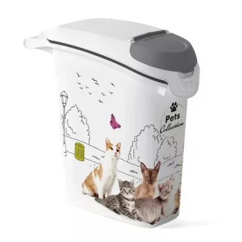 CURVER Petlife hermētisks mājdzīvnieku barības uzglabāšanas trauks 23L suņiem un kaķiem, 10kg sausās barības, bez BPA plastmasa, fiksējošs vāks, pelēks