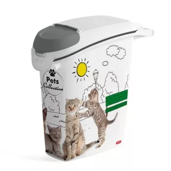 CURVER Petlife hermētisks mājdzīvnieku barības uzglabāšanas trauks 23L suņiem un kaķiem, 10kg sausās barības, bez BPA plastmasa, fiksējošs vāks, pelēks