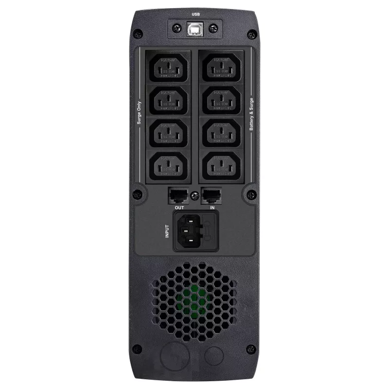 FSP ST 1500 Tower Line-Interactive UPS 1500VA 900W ar 8x IEC C13 kontaktligzdām, USB un RS-232, RJ45 aizsardzība pret pārspriegumu