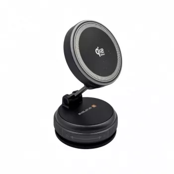 Evelatus Qi2 25W magnētiskais bezvadu auto lādētājs ar AutoSpring spirālveida USB-C kabeli 1,2 m melns
