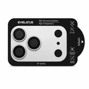 Evelatus Apple iPhone 18 Pro pilna korpusa kameras lēcu aizsardzība Premium sudraba