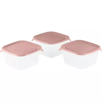 CURVER Fresh&Go kvadrātveida pārtikas trauku komplekts 3x1,2L rozā