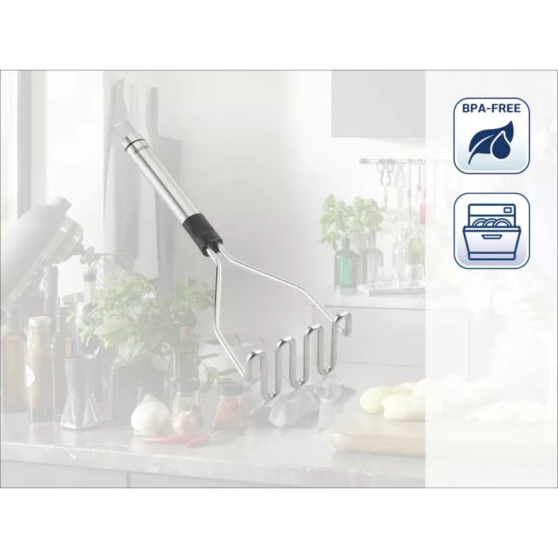 LEIFHEIT ProLine kartupeļu biezeniņš 103032 – 18/10 nerūsējošais tērauds, ergonomisks melns rokturis, mazgājams trauku mašīnā, 285 mm