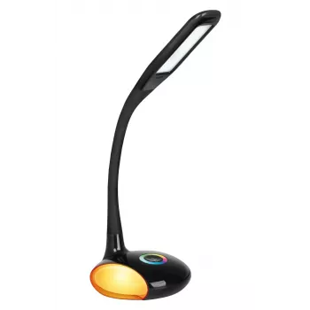 Activejet AJE-VENUS RGB melna LED galda lampa ar RGB pamatni, 7W galvenā gaisma, 3W RGB pamatne, 400lm, 3000K/4500K/6000K, skārienjutīga vadība, elastīgs kakls