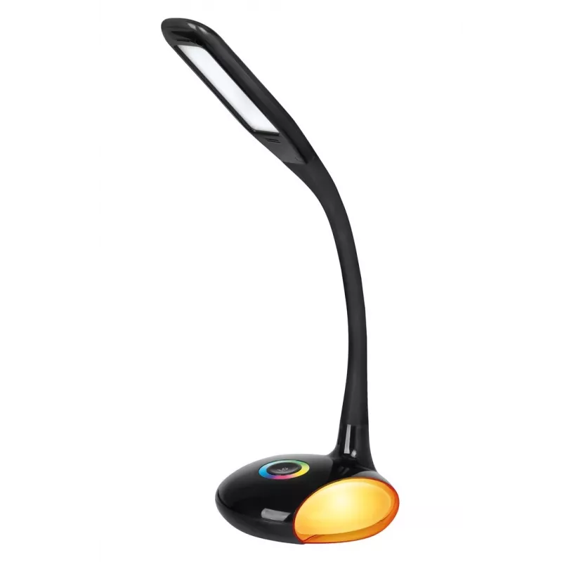 Activejet AJE-VENUS RGB melna LED galda lampa ar RGB pamatni, 7W galvenā gaisma, 3W RGB pamatne, 400lm, 3000K/4500K/6000K, skārienjutīga vadība, elastīgs kakls