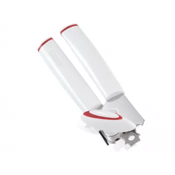 LEIFHEIT Konservu atvērējs Lifty Manuālais Top-Cut ar ergonomisku rokturi, nerūsējošā tērauda asmens, balts/pelēks