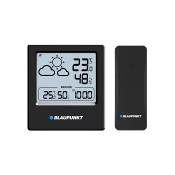 Blaupunkt WS10BK laika stacija ar āra sensoru, krāsains LCD, prognoze, mitrums, modinātājs, melna