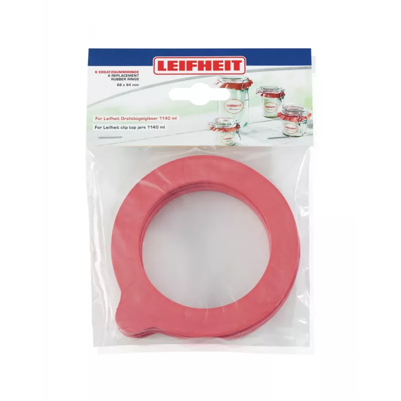 LEIFHEIT Rezerves gumijas gredzeni 6 gab. 68x94 mm hermētiski noslēdzamiem 1140 ml burciņām