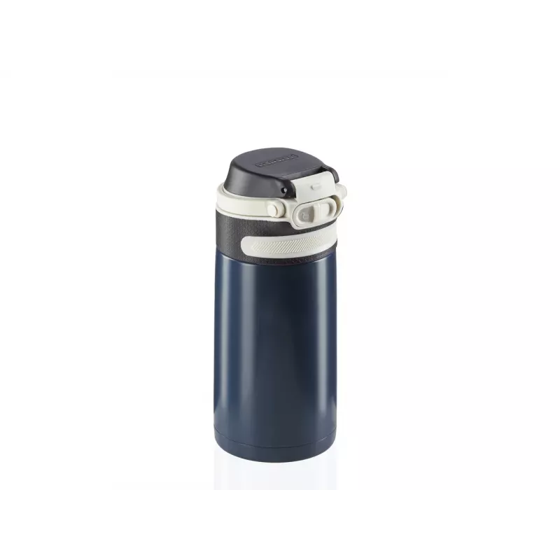 LEIFHEIT Thermos Flip 350 ml tumšizlā zila vakuuma izolēta nerūsējošā tērauda ceļojumu krūze