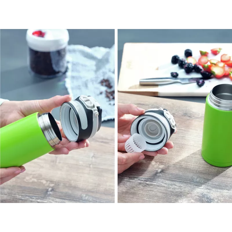 LEIFHEIT Termokrūze Flip 350ml Zaļa - Divslāņu vakuuma izolēta ceļojumu krūze, Noplūdes droša, 360° dzeršana