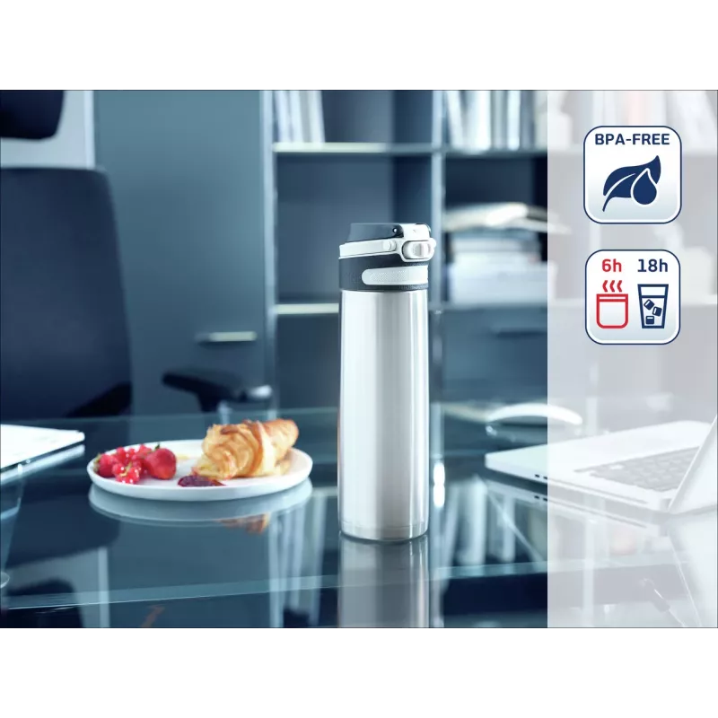 LEIFHEIT Termokrūze Flip 600 ml Sudraba