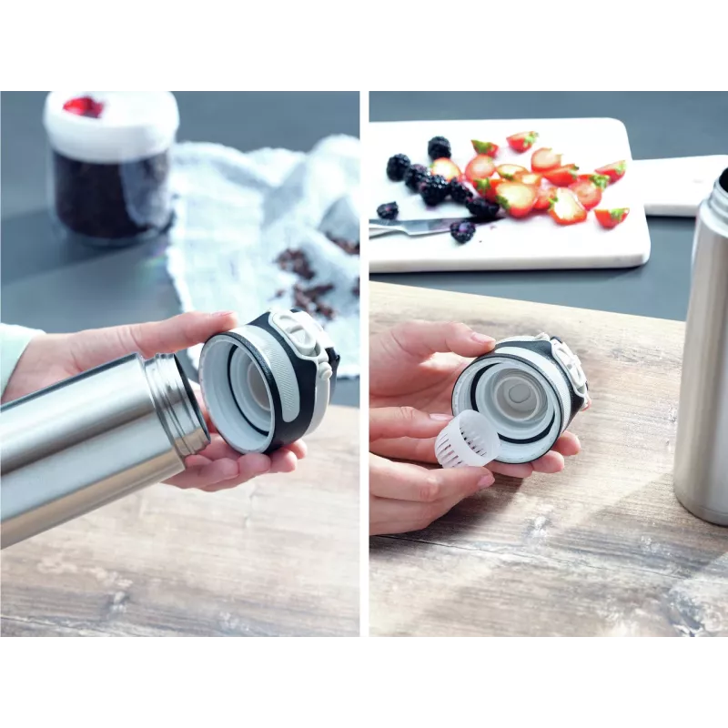 LEIFHEIT Termokrūze Flip 600 ml Sudraba