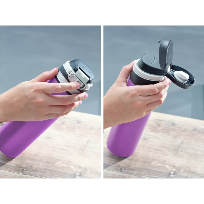 LEIFHEIT Thermos Flip 600 ml purpura vakuuma izolēta nerūsējošā tērauda pudele