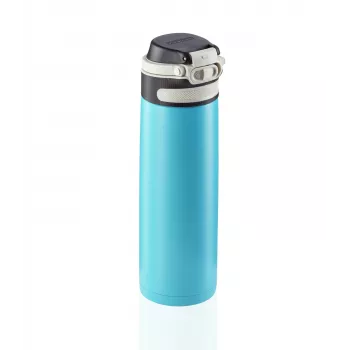 LEIFHEIT Thermos Flip 600ml gaiši zila vakuuma izolēta nerūsējošā tērauda pudele