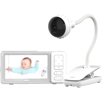 Chillax DM685 Wi-Fi/FHSS video mazuļa monitors ar 5 inch vecāku vienību, 1080p kamera, pan-tilt, nakts redzamība, divvirzienu saruna, temperatūras sensors, šūpuļdziesmas, balts