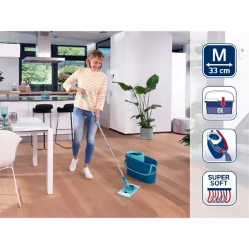LEIFHEIT Grīdas tīrīšanas komplekts Clean Twist M Ergo ar Power Cleaner 1L, Spin mop sistēma, zaļš/balts