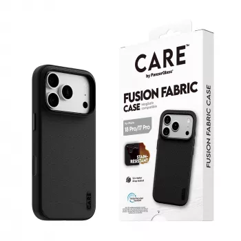 CARE by PanzerGlass Fusion Fabric apvalks melns ar MagSafe iPhone 17 Pro