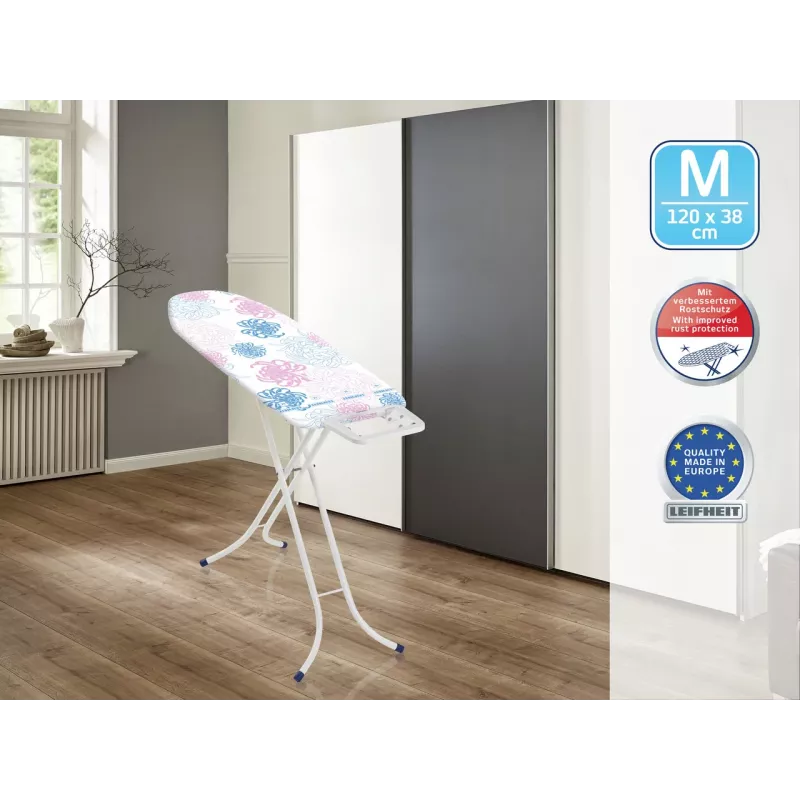 LEIFHEIT Gludināmais dēlis Classic M Basic 120x38cm ar 8 augstuma regulējumiem un kokvilnas pārvalku