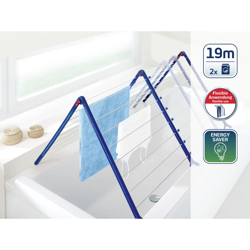 LEIFHEIT Pegasus Bath 190 izvelkams veļas žāvētājs vannai 19m balts/zils