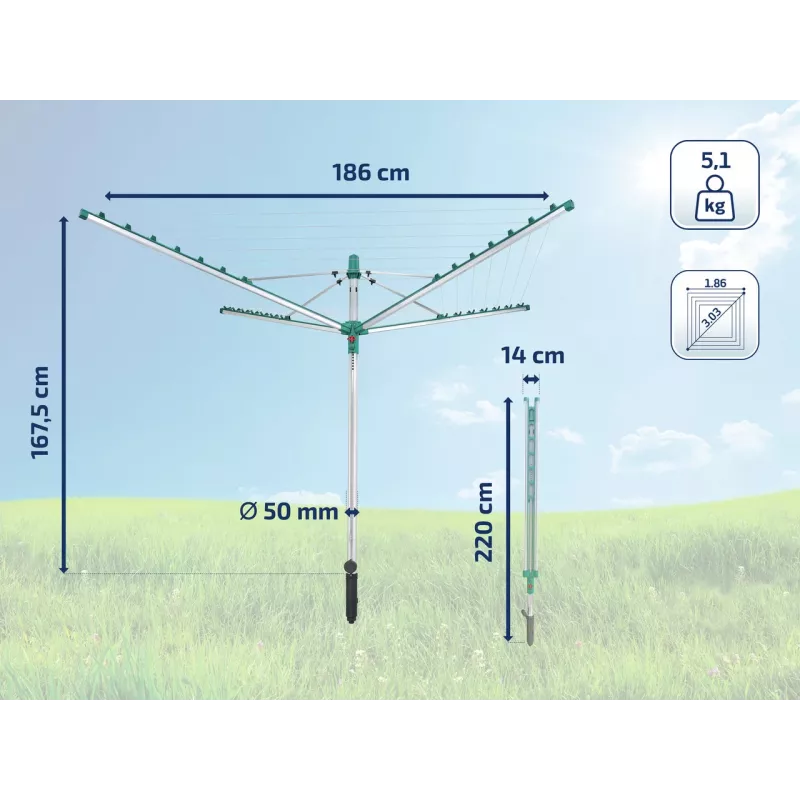 LEIFHEIT rotējošais veļas žāvētājs Linomatic V 400