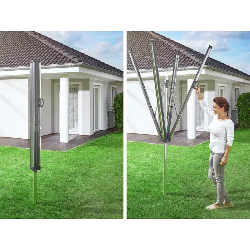 LEIFHEIT Linomatic 500 Plus rotējošais veļas žāvētājs 50m Sudraba/Zaļš