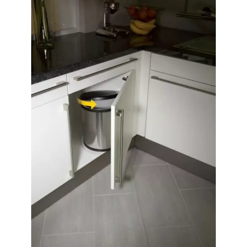 HAILO Compact-Box M 15L nerūsējošā tērauda pedāļa atkritumu tvertne ar lēnas aizvēršanās vāku
