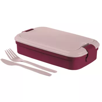 CURVER Lunch&Go Taisnstūra pārtikas bļoda ar galda piederumiem 1,4L Violeta