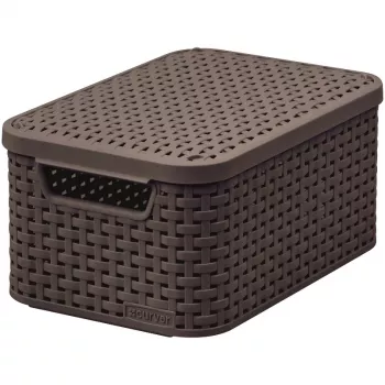 CURVER Style S uzglabāšanas kaste ar vāku, 29,1 x 19,8 x 14,2 cm, tumši brūna, 8,18 L, salokāma, metāla cilpiņas rokturis
