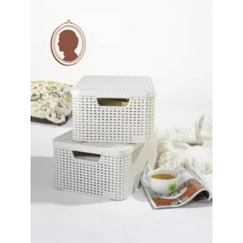 CURVER Style M uzglabāšanas kaste ar vāku, 39,3 x 29,3 x 18,7 cm, krēmkrāsa, 21,6L, salokāma