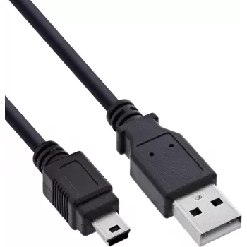 InLine USB 2.0 Mini kabelis, USB-A uz Mini-B, melns, 1,5 m