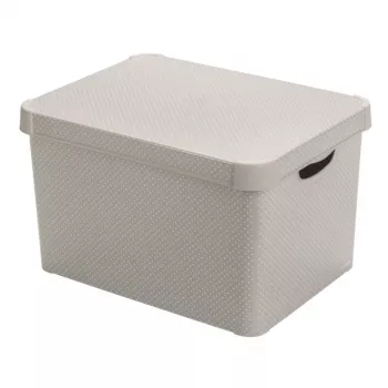 Curver Deco Stockholm L uzglabāšanas kaste ar vāku 39,5x29,5x23,5 cm Punktiņi Melna/Balta