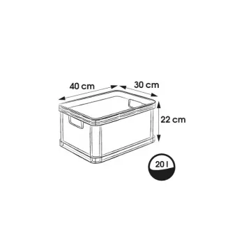 KEEEPER Robert 20L Euro konteiners, 400 x 300 x 220 mm, grafīta, kravnesība 30 kg, sakraujams, pārtikas drošs