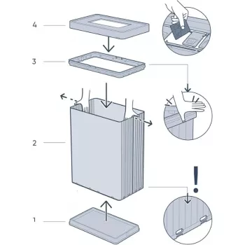 CURVER Taisnstūra metalizēts atkritumu tvertne Verto Recycle 54L Pērļu rozā