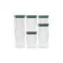 CURVER Kara sauso pārtikas produktu uzglabāšanas trauku komplekts 0,5L + 2x1,2L + 1,8L + 2,4L, caurspīdīgs/tirkīza, 6 daļu hermētisks, sakraujams, bez BPA