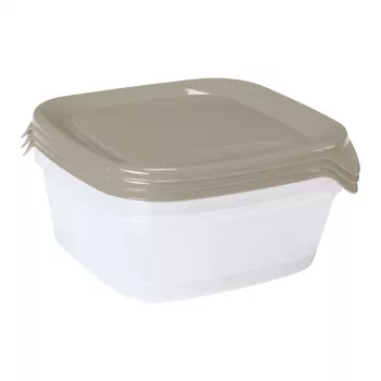 CURVER Fresh&Go 3 daļu kvadrātveida pārtikas trauku komplekts 0,8L bēšs
