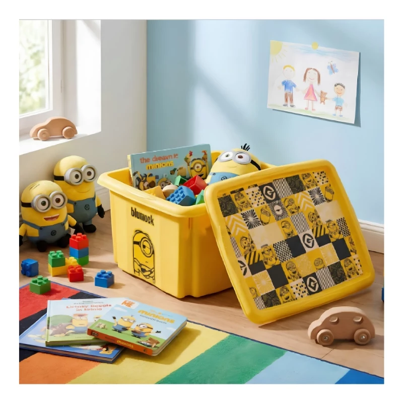 KEEEPER kaste ar vāku 15L Karolina “Minions Mosaic” 38x29.5x20.5 cm dzeltena