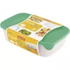 Curver Fresh & Go ēdienu trauku komplekts, 3 taisnstūra trauki, 2L + 1L + 0,5L, caurspīdīgi ar krāsainiem hermētiskiem vākiem