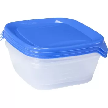 CURVER Fresh&Go pārtikas bļodu komplekts, 3 gab., 0,8 L katrs, zils, hermētiski vāki, bez BPA, mikroviļņu krāsnī, saldētavā, trauku mazgājamā mašīnā