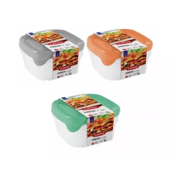Curver Fresh & Go pārtikas bļodu komplekts, 3 gab., 0,8 L katra, taisnstūra formas, hermētiski vāki, dažādās krāsās, bez BPA